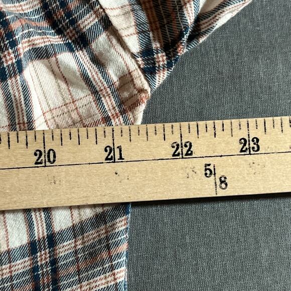 Faherty Top Womens Cream Gray Plaid Button Front Long Sleeves V-Neck Casual‎ - Picture 9 of 9